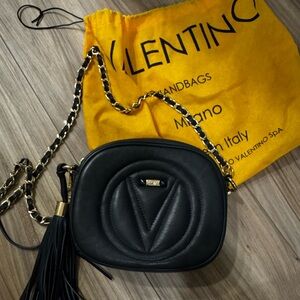 Valentino Black Crossbody Bag with Gold Chain